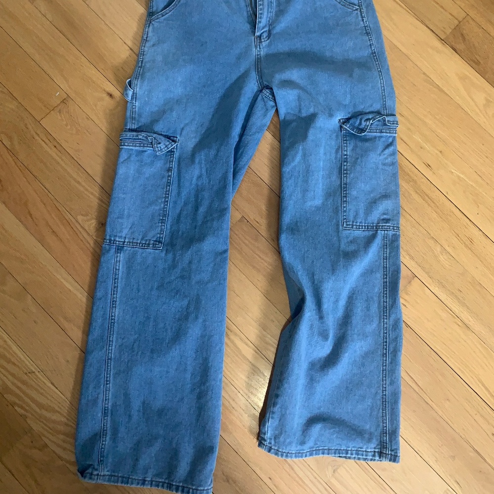 Blue baggie cargo pants